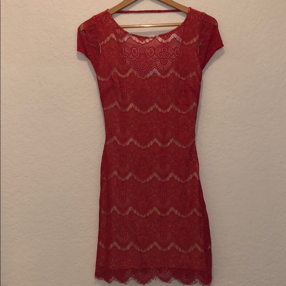 Bebe Red Lace Dress